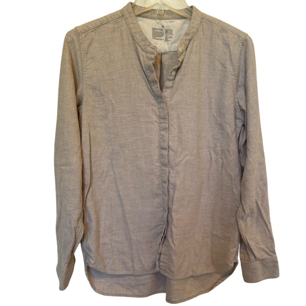 Flannel Beige Long Sleeve Button-Up Shirt